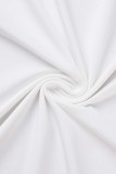 White Casual Solid Patchwork O Neck Irregular Dress Dresses