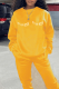Yellow Daily Print Letter O Neck Tops