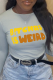 Grey Street Print Letter O Neck Tops