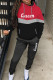 Red Casual Print Patchwork Hooded Collar Long Sleeve Two Pieces