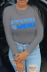 Grey Street Print Letter O Neck Tops