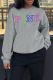 Grey Street Print Letter O Neck Tops