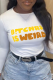 White Street Print Letter O Neck Tops