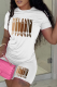 White Street Print Patchwork O Neck T-Shirts