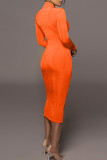 Black Casual Solid Patchwork Half A Turtleneck Pencil Skirt Dresses