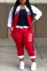 Red Casual Print Letter Zipper Collar Long Sleeve Two Pieces