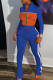 Blue Casual Sportswear Solid Patchwork Zipper Long Sleeve Two Pieces