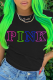 Black Street Print Letter O Neck T-Shirts
