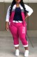 Rose Red Casual Print Letter Zipper Collar Long Sleeve Two Pieces