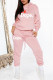Pink Casual Print Patchwork Hooded Collar Long Sleeve Two Pieces