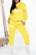 Yellow Casual Print Patchwork Hooded Collar Long Sleeve Two Pieces