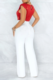 White Street Solid Patchwork Boot Cut High Waist Speaker Solid Color Bottoms