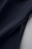 Purple Sexy Solid Patchwork Slit Square Collar Long Sleeve Two Pieces