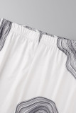 White Sexy Print Patchwork Half A Turtleneck Long Sleeve Two Pieces