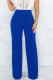 Color Blue Street Solid Patchwork Boot Cut High Waist Speaker Solid Color Bottoms