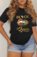 Black Simplicity Lips Printed Patchwork O Neck T-Shirts