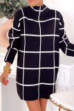 Red Casual Print Patchwork Half A Turtleneck Straight Dresses