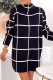Black Casual Print Patchwork Half A Turtleneck Straight Dresses