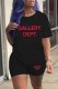 Black Casual Print Letter O Neck Short Sleeve Two Pieces