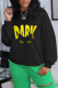 Black Cute Print Patchwork O Neck Tops