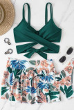 Green Sexy Print Patchwork 3 Piece Sets