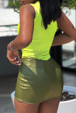 Green Sexy Solid Patchwork Oblique Collar Pencil Skirt Dresses