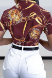 Yellow Street Print Patchwork V Neck Tops