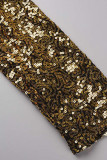 Green Sexy Solid Sequins Patchwork O Neck Long Sleeve Two Pieces