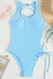 Red Sexy Solid Bandage Hollowed Out Patchwork Swimwears