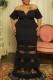 Black Sexy Formal Solid Patchwork See-through Off the Shoulder Evening Dress Plus Size Dresses