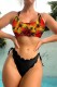 Red Sexy Print Bandage Backless Swimwears (With Paddings)