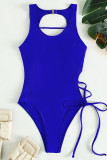 Red Sexy Solid Bandage Hollowed Out Patchwork Swimwears