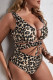 Leopard Print Sexy Print Bandage Hollowed Out Patchwork Plus Size Swimwear