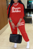 Red Casual Print Patchwork O Neck Long Sleeve Two Pieces
