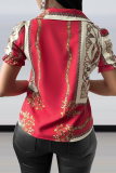Yellow Street Print Patchwork V Neck Tops