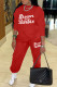 Red Casual Print Patchwork O Neck Long Sleeve Two Pieces