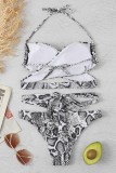 Multicolor Sexy Print Bandage Backless Swimwears (With Paddings)