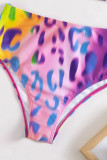 Rose Red Sexy Print Patchwork 3 Piece Sets