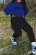 Blue Casual Print Letter Hooded Collar Long Sleeve Two Pieces