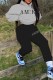 Grey Casual Print Letter Hooded Collar Long Sleeve Two Pieces