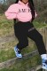 Pink Casual Print Letter Hooded Collar Long Sleeve Two Pieces