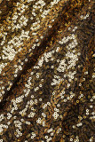 Green Sexy Solid Sequins Patchwork O Neck Long Sleeve Two Pieces