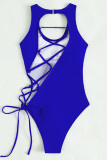 Red Sexy Solid Bandage Hollowed Out Patchwork Swimwears