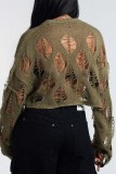 Black Sexy Casual Solid Ripped Hollowed Out See-through O Neck Tops