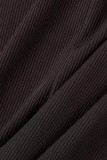 Black Casual Solid Patchwork Zipper Collar Skinny Romper