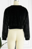 Pink Casual Solid Cardigan O Neck Outerwear