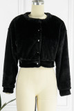 Pink Casual Solid Cardigan O Neck Outerwear