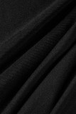 Black Casual Solid Basic Turtleneck Long Sleeve Dresses