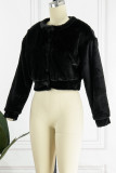 Pink Casual Solid Cardigan O Neck Outerwear