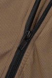 Blue Casual Solid Patchwork Zipper Collar Skinny Romper